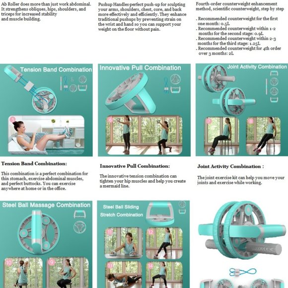 Automatic rebound abdominal roller wheel & Ab Wheel Slide 4 wheel roller with re - Picture 8 of 16